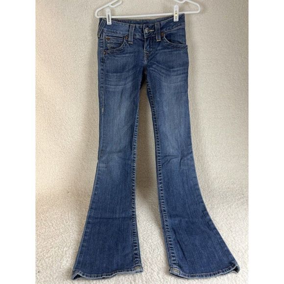 True Religion Hi-Rise Boot Cut Dark Wash Womens Jeans Size 26 Flap Pockets - Picture 1 of 13
